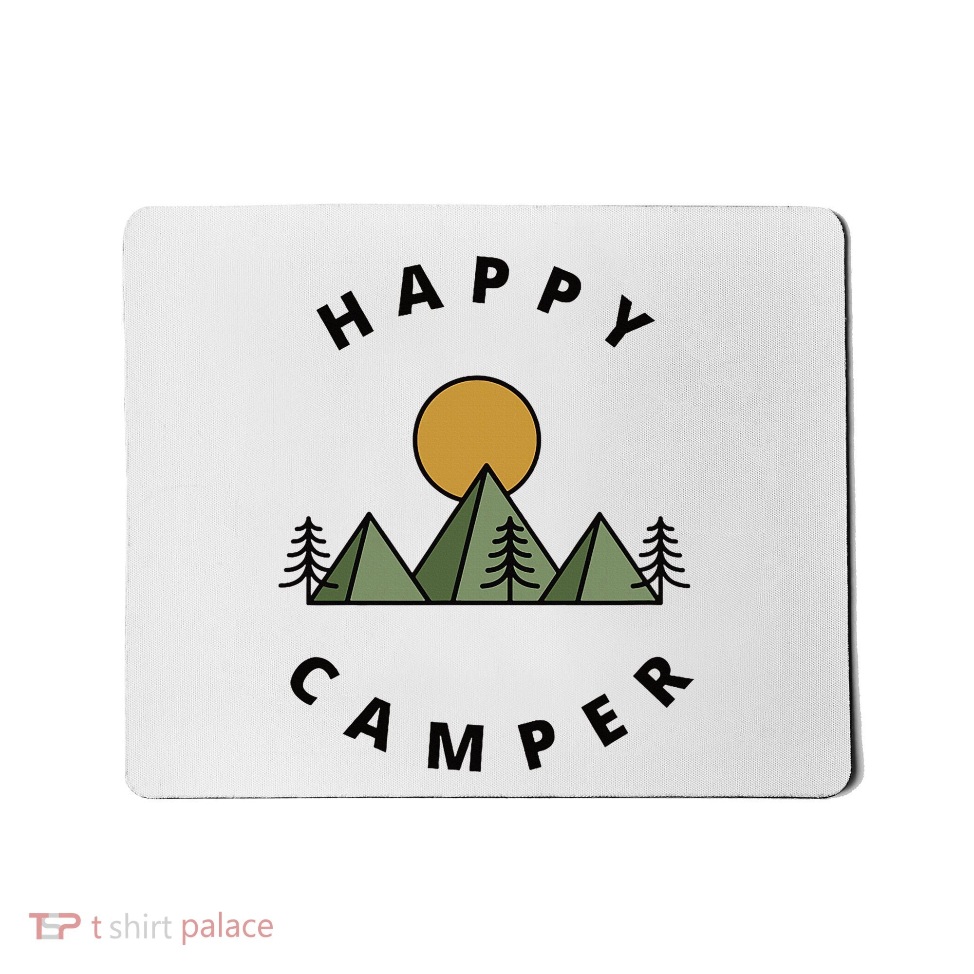 Happy Camper Camping Camp Forest Mountains Minimalist Mousepad