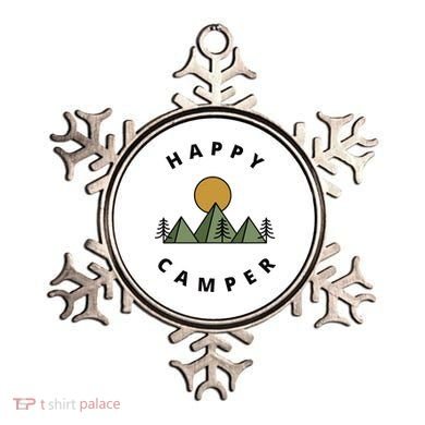 Happy Camper Camping Camp Forest Mountains Minimalist Ornament