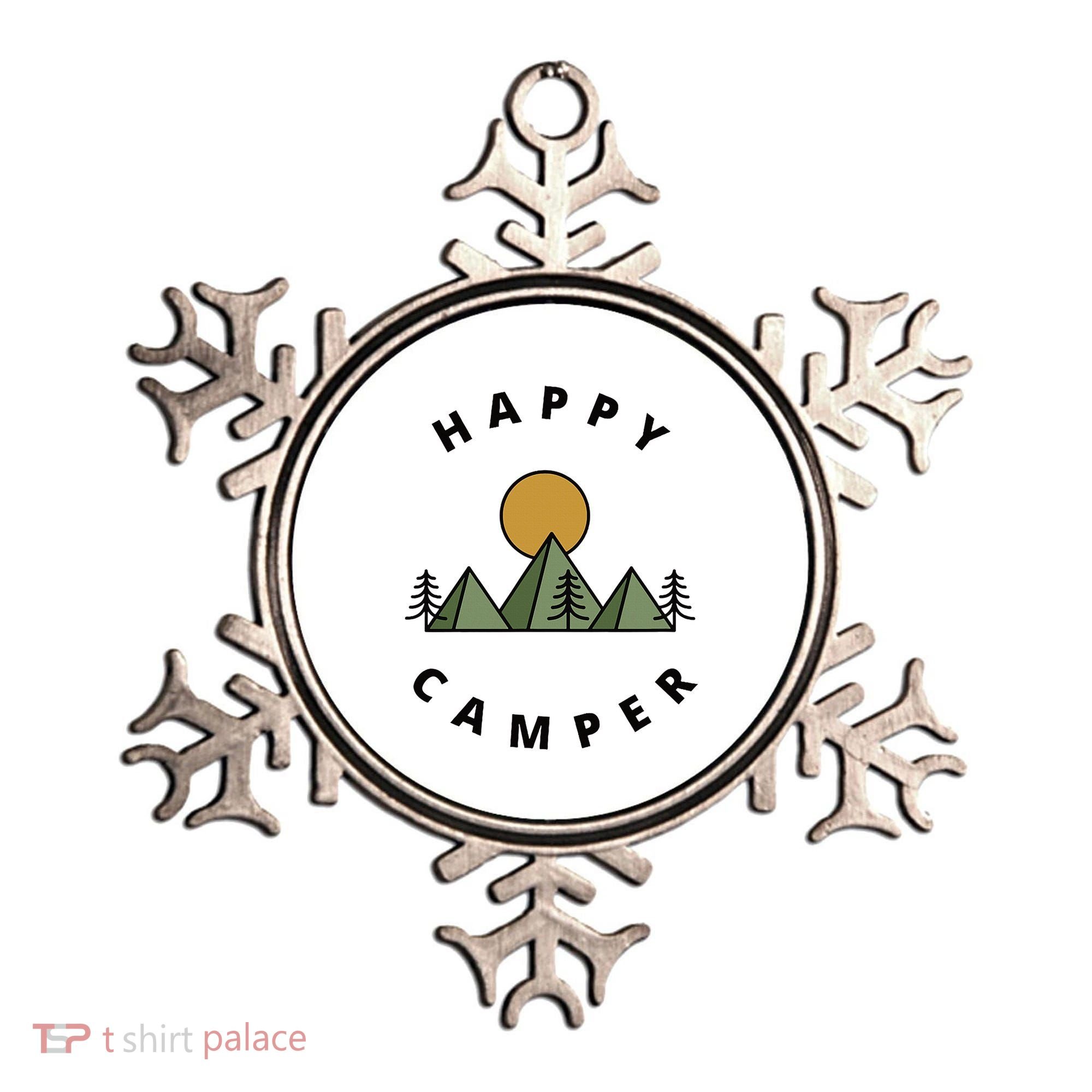 Happy Camper Camping Camp Forest Mountains Minimalist Ornament