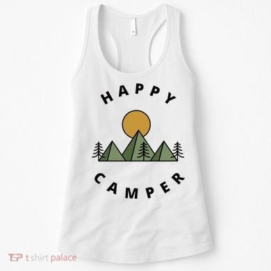 Happy Camper Camping Camp Forest Mountains Minimalist Women's Tank Top