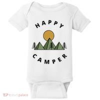 Happy Camper Camping Camp Forest Mountains Minimalist Baby Bodysuit thumb 0