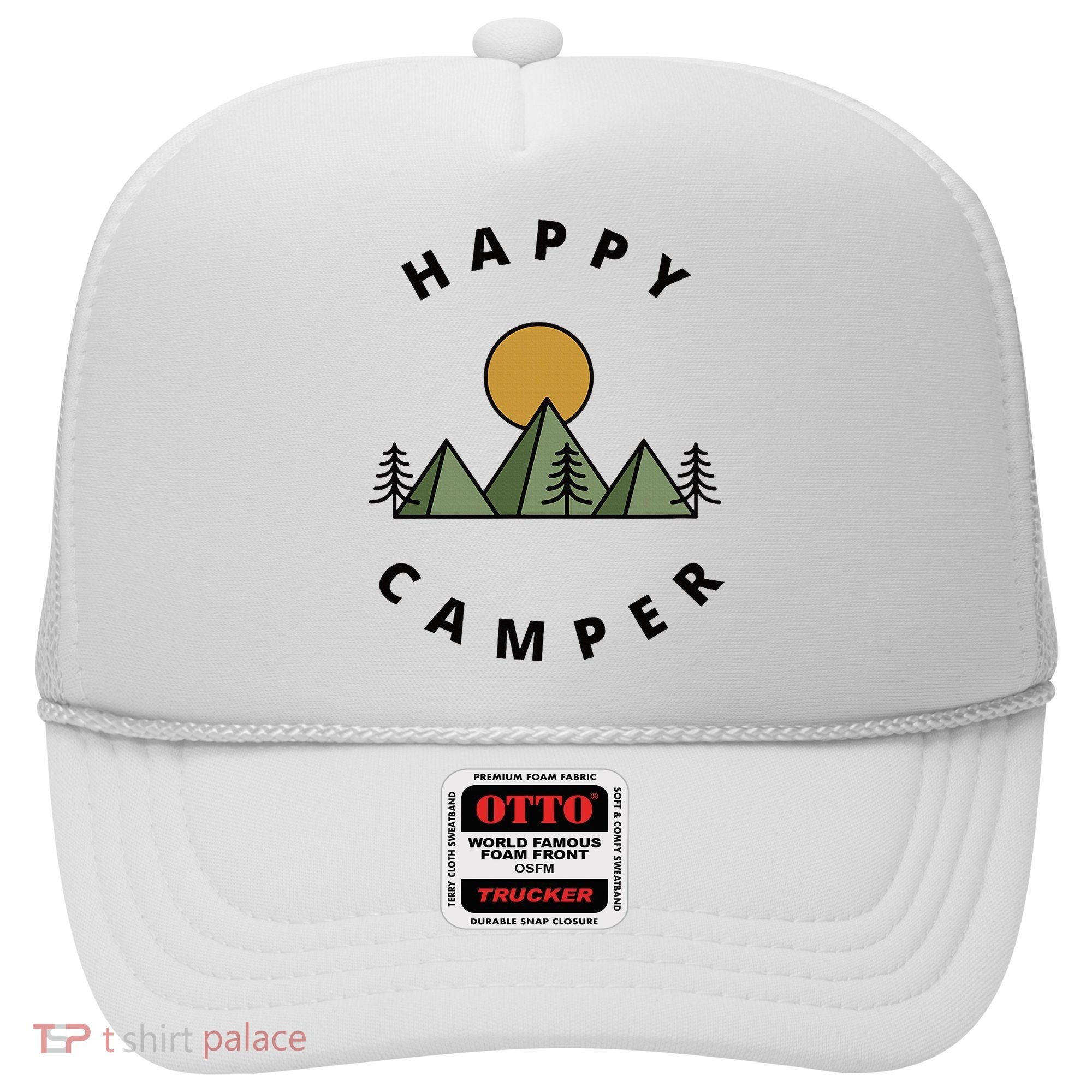 Happy Camper Camping Camp Forest Mountains Minimalist Hat