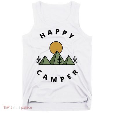 Happy Camper Camping Camp Forest Mountains Minimalist Tank Top