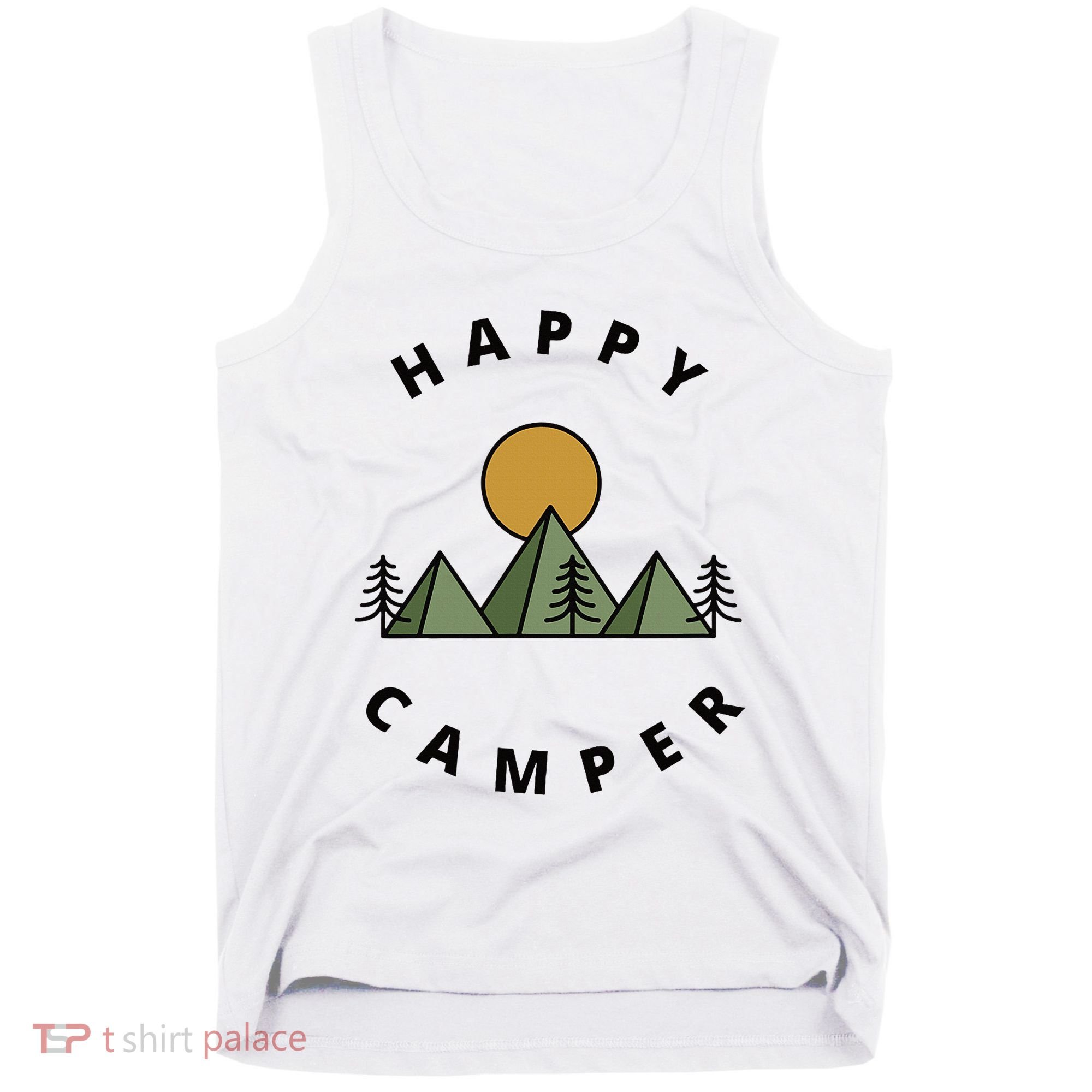 Happy Camper Camping Camp Forest Mountains Minimalist Tank Top