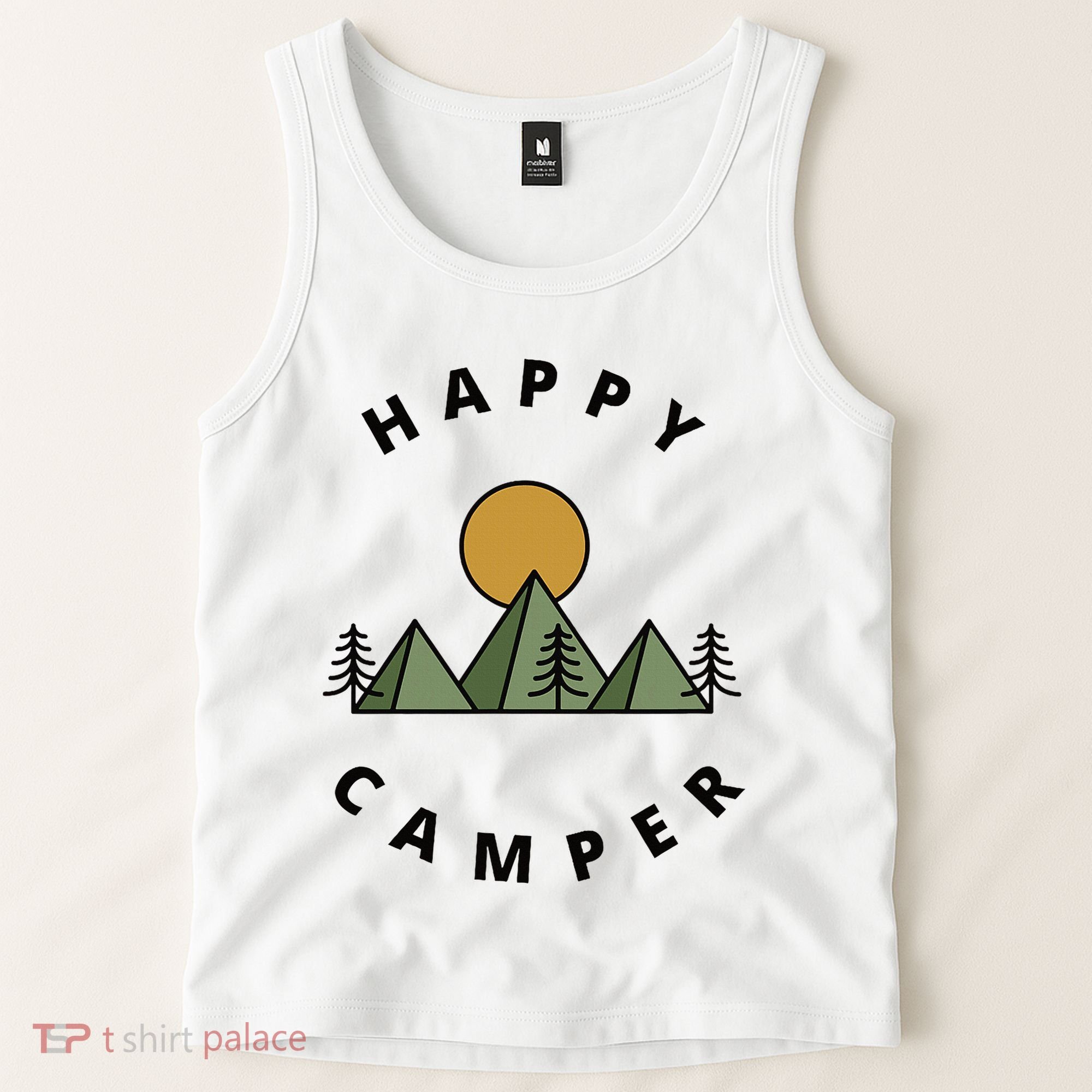 Happy Camper Camping Camp Forest Mountains Minimalist Tank Top