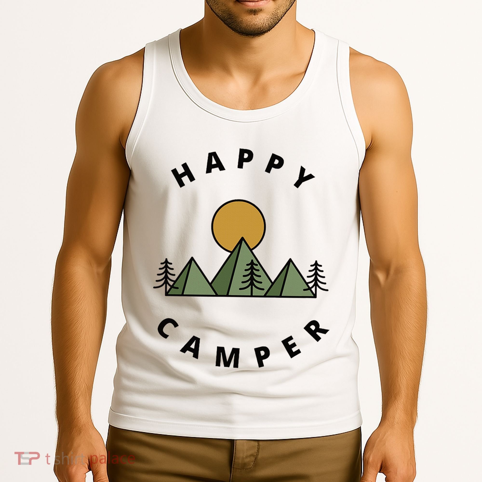 Happy Camper Camping Camp Forest Mountains Minimalist Tank Top