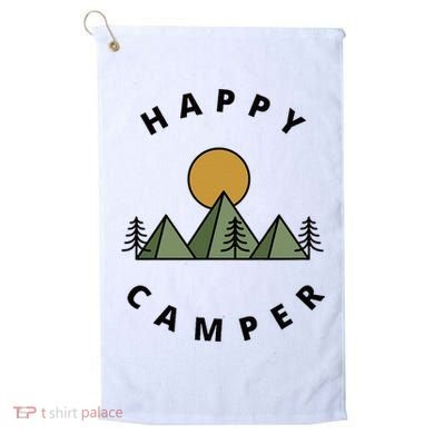 Happy Camper Camping Camp Forest Mountains Minimalist Golf Towel
