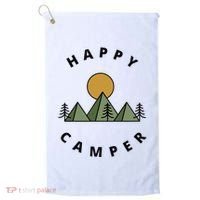 Happy Camper Camping Camp Forest Mountains Minimalist Golf Towel thumb 0
