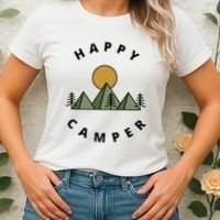 Happy Camper Camping Camp Forest Mountains Minimalist Women's T-Shirt thumb 2