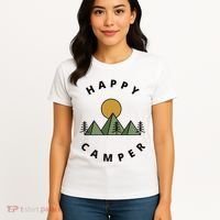 Happy Camper Camping Camp Forest Mountains Minimalist Women's T-Shirt thumb 4