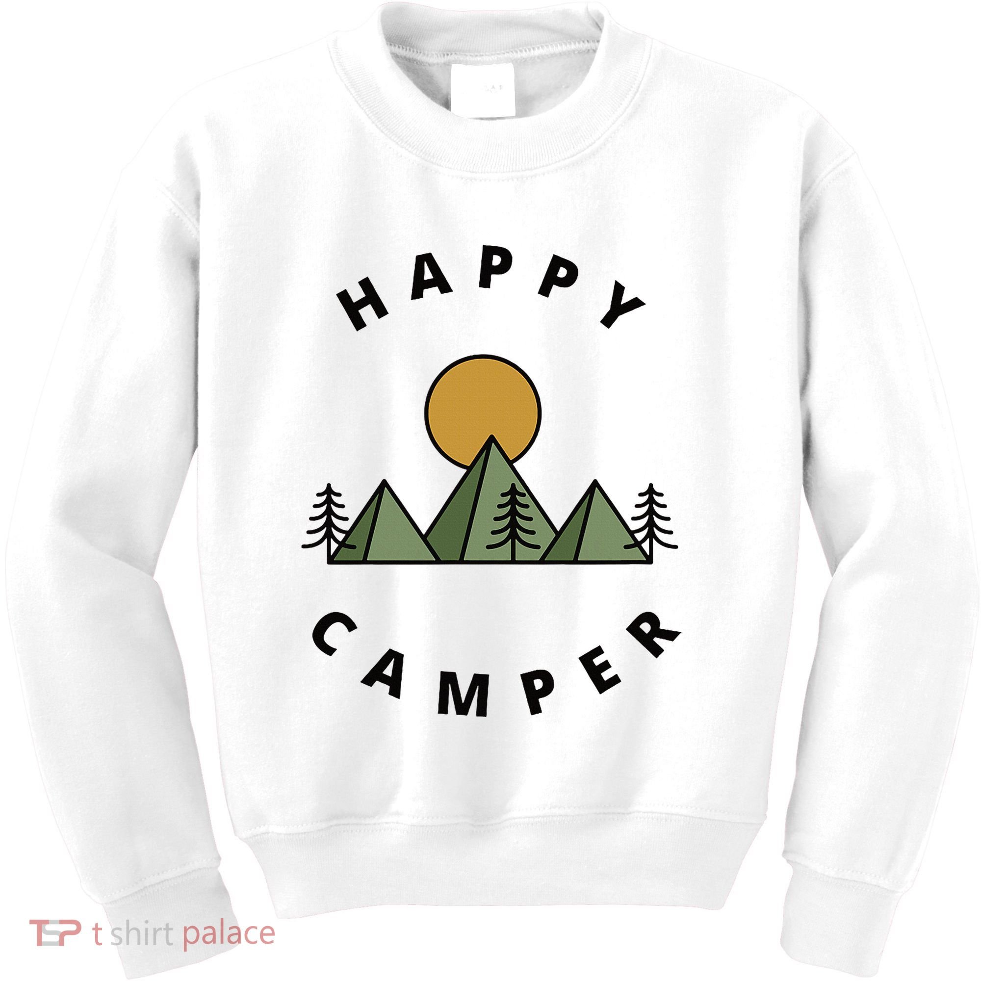 Happy Camper Camping Camp Forest Mountains Minimalist Kids Sweatshirt