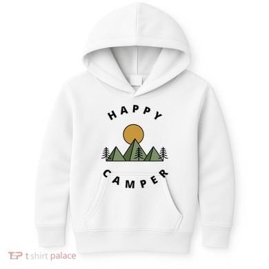 Happy Camper Camping Camp Forest Mountains Minimalist Kids Hoodie