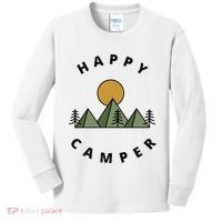 Happy Camper Camping Camp Forest Mountains Minimalist Kids Long Sleeve Shirt thumb 0