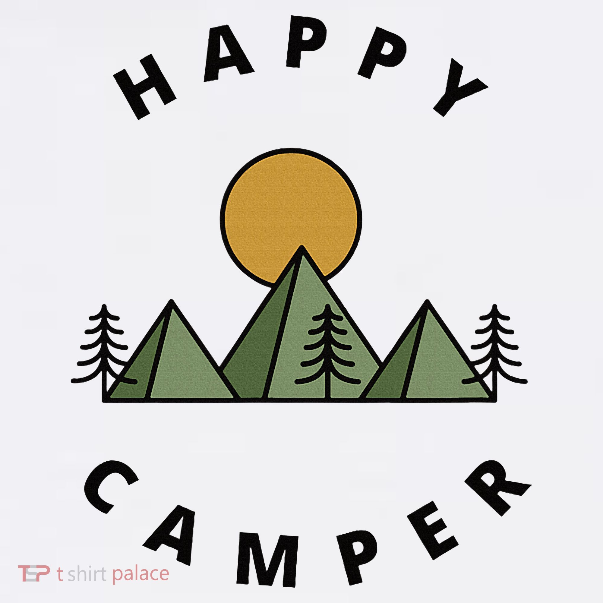 Happy Camper Camping Camp Forest Mountains Minimalist Kids Long Sleeve Shirt