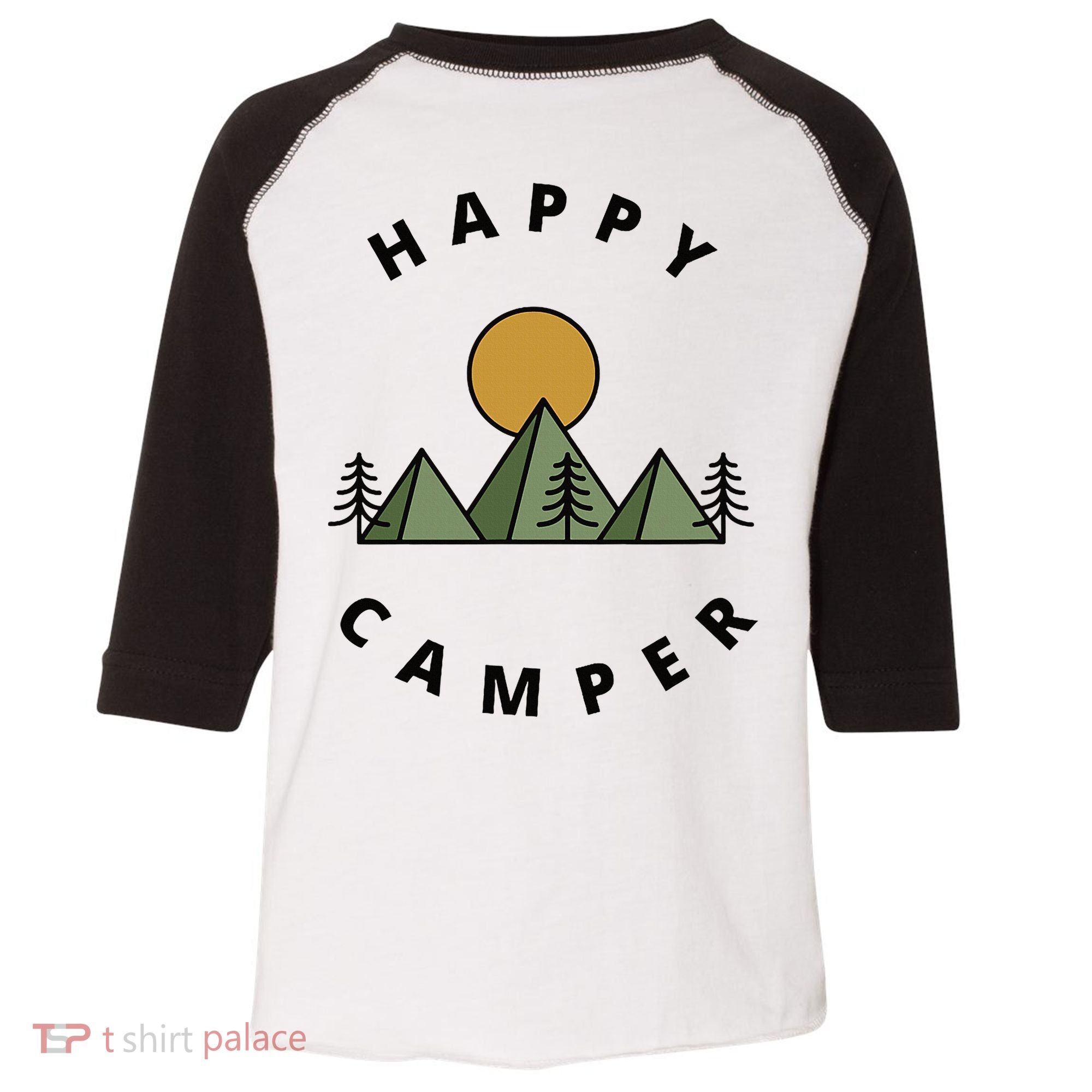 Happy Camper Camping Camp Forest Mountains Minimalist Toddler Fine Jersey T-Shirt
