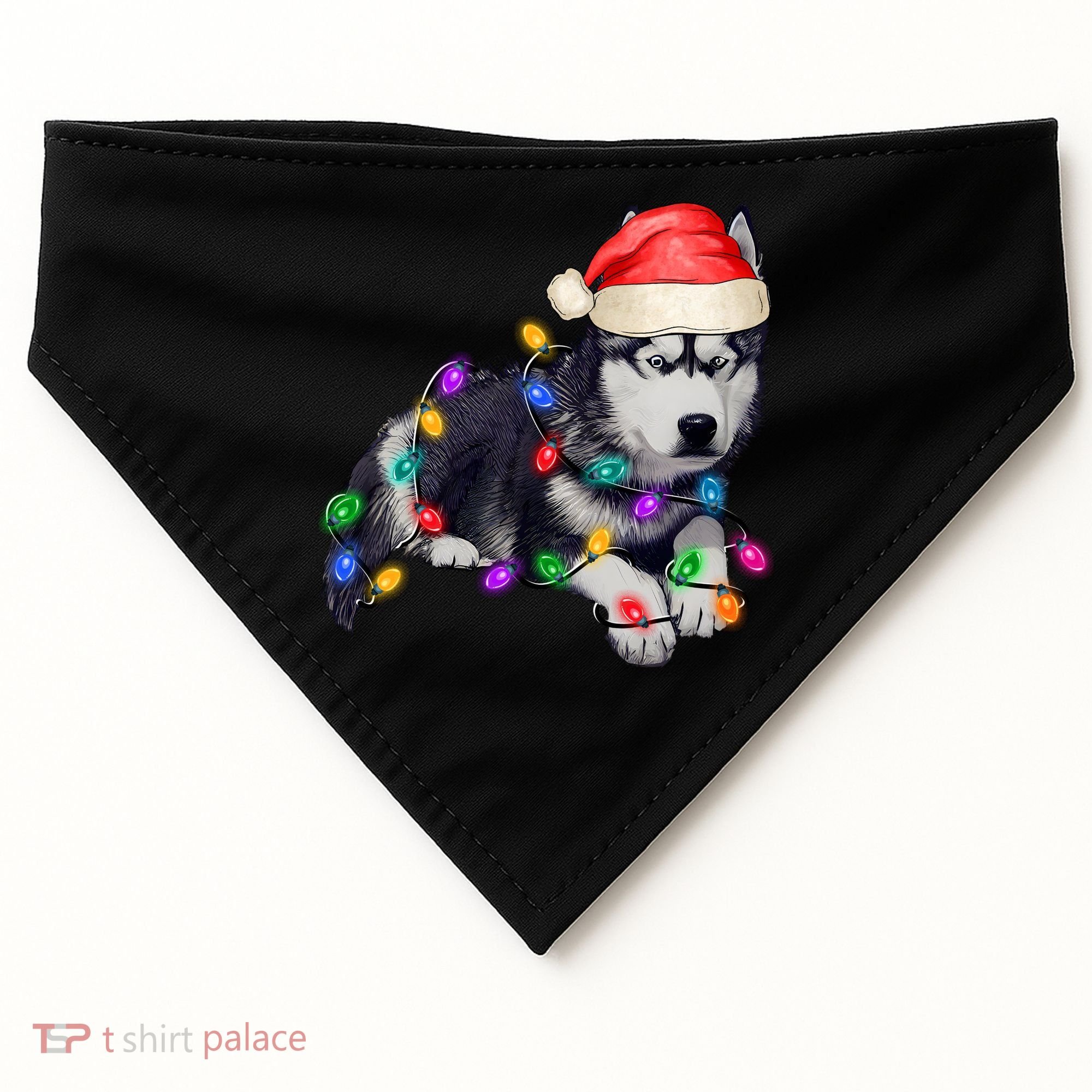Husky Christmas Cute Dog Lover Holiday USA-Made Doggie Bandana