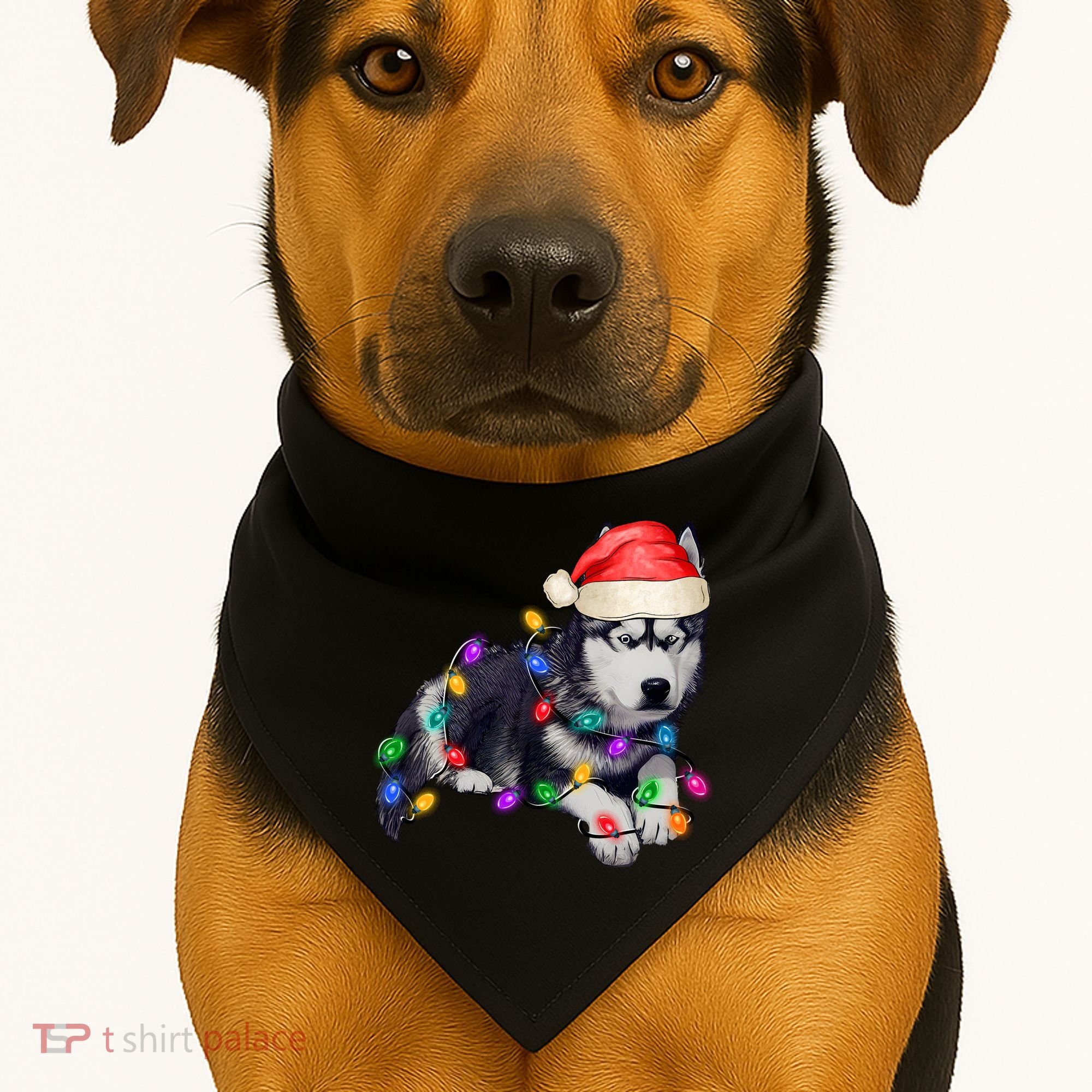 Husky Christmas Cute Dog Lover Holiday USA-Made Doggie Bandana