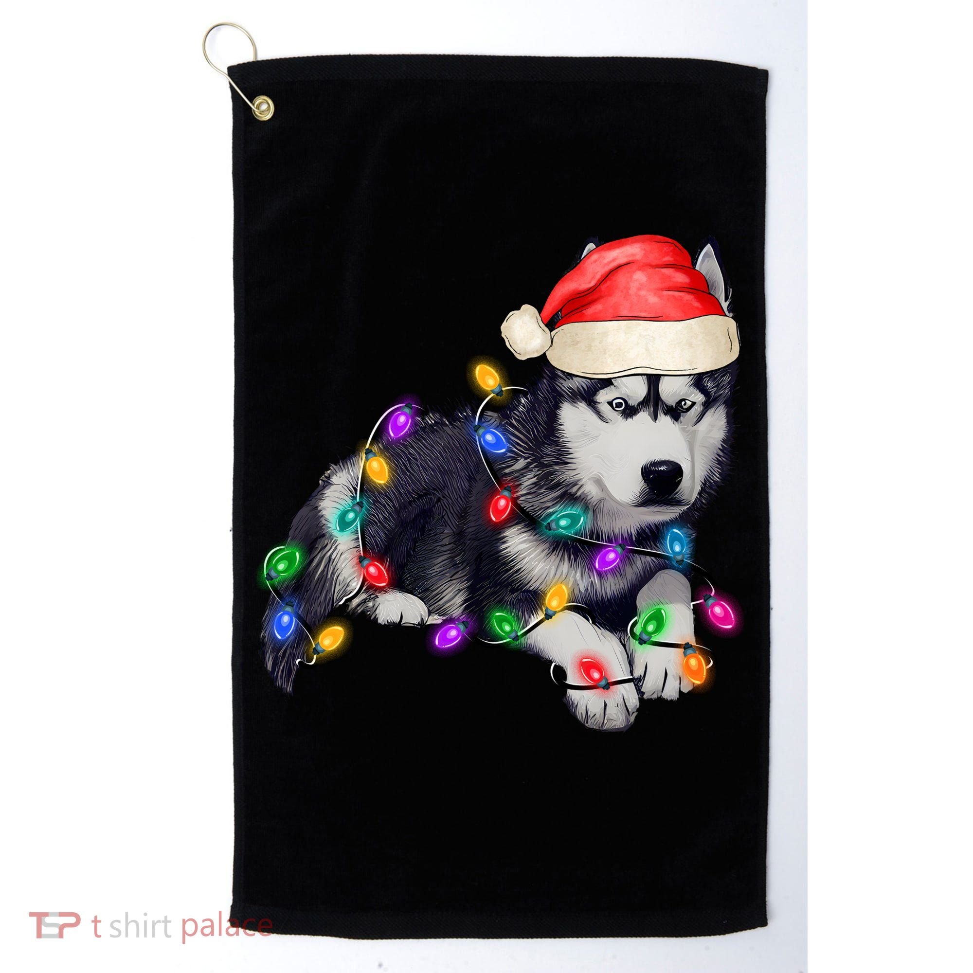 Husky Christmas Cute Dog Lover Holiday Golf Towel