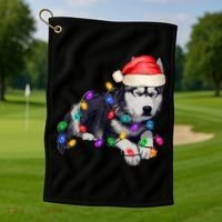 Husky Christmas Cute Dog Lover Holiday Golf Towel thumb 1