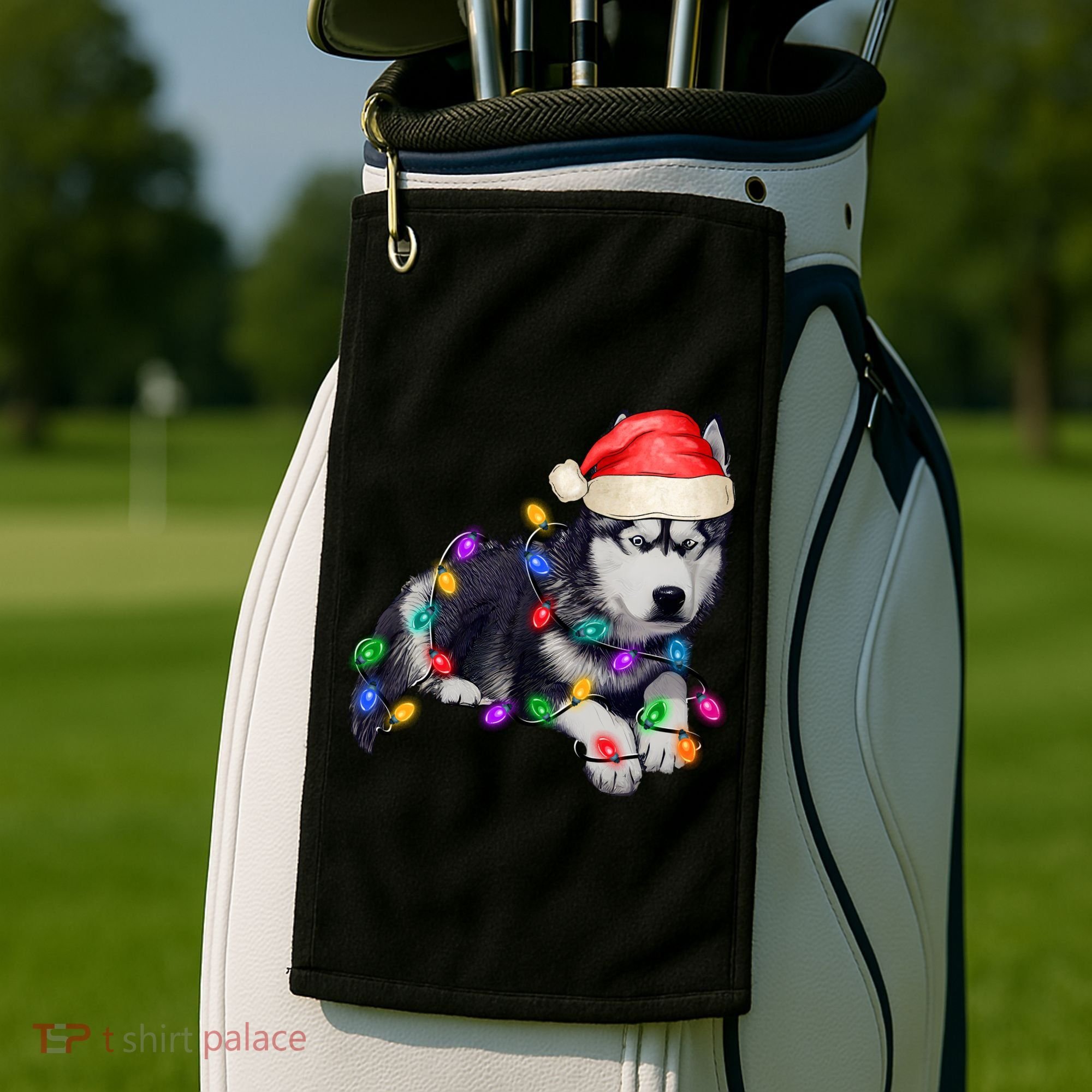Husky Christmas Cute Dog Lover Holiday Golf Towel