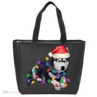 Husky Christmas Cute Dog Lover Holiday Tote Bag thumb 0