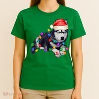 Husky Christmas Cute Dog Lover Holiday T-Shirt thumb 4