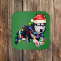 Husky Christmas Cute Dog Lover Holiday Coaster thumb 0
