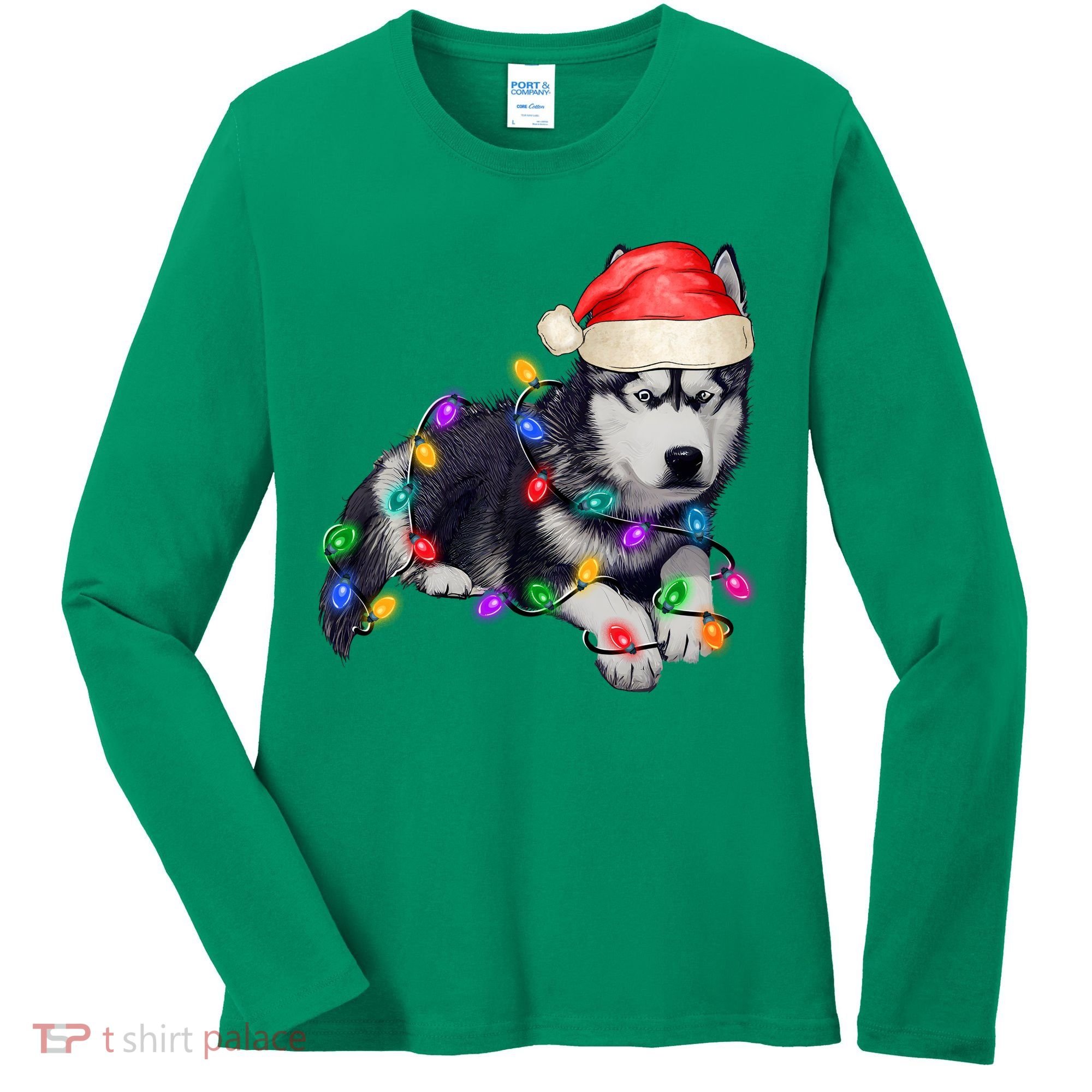 Husky Christmas Cute Dog Lover Holiday Women's Long Sleeve Shirt