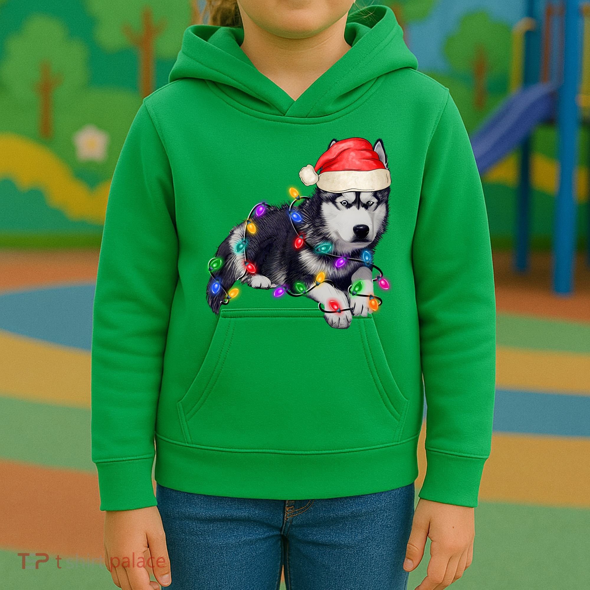 Husky Christmas Cute Dog Lover Holiday Kids Hoodie
