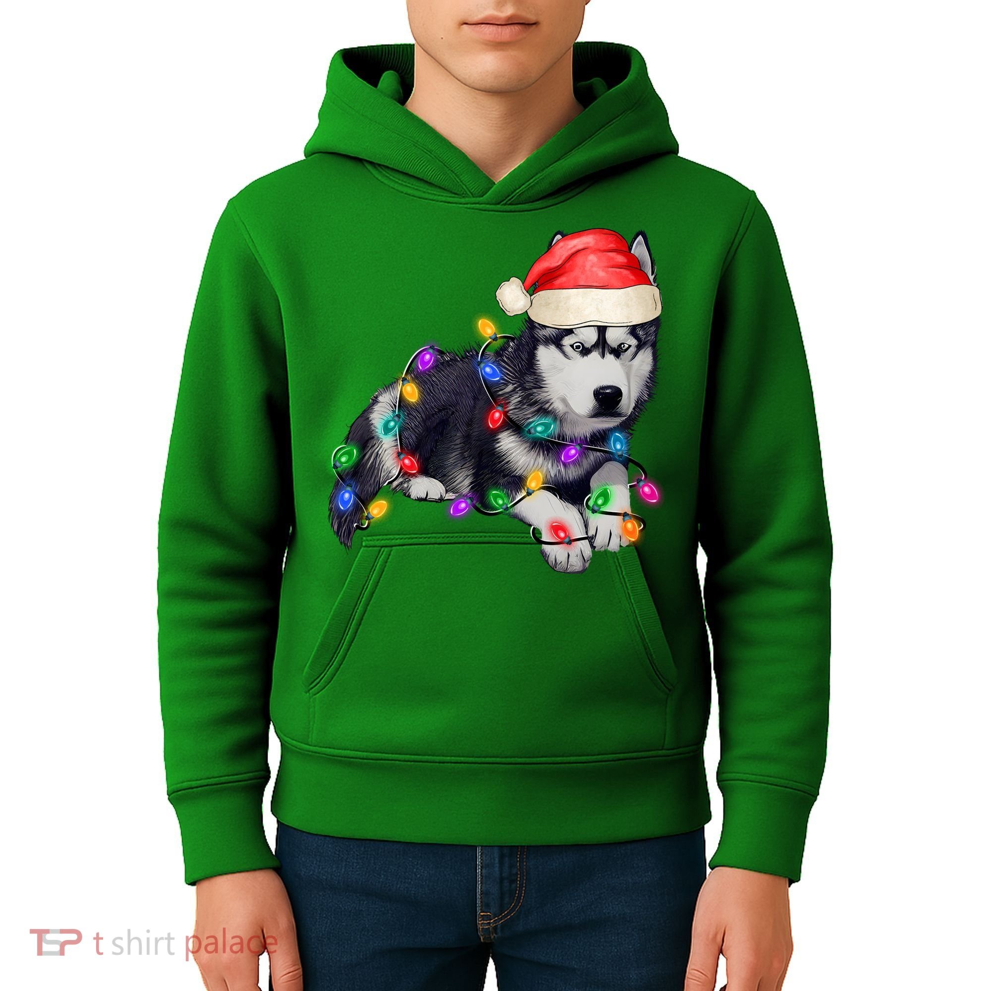 Husky Christmas Cute Dog Lover Holiday Kids Hoodie
