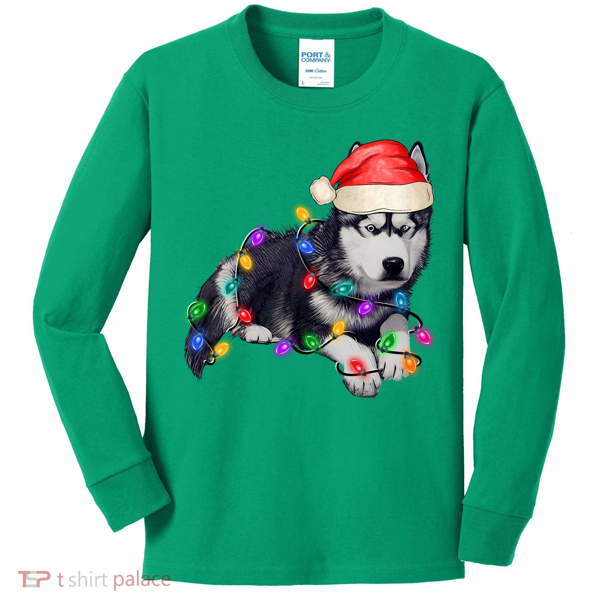 Husky Christmas Cute Dog Lover Holiday Kids Long Sleeve Shirt