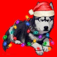 Husky Christmas Cute Dog Lover Holiday Santa Hat thumb 1
