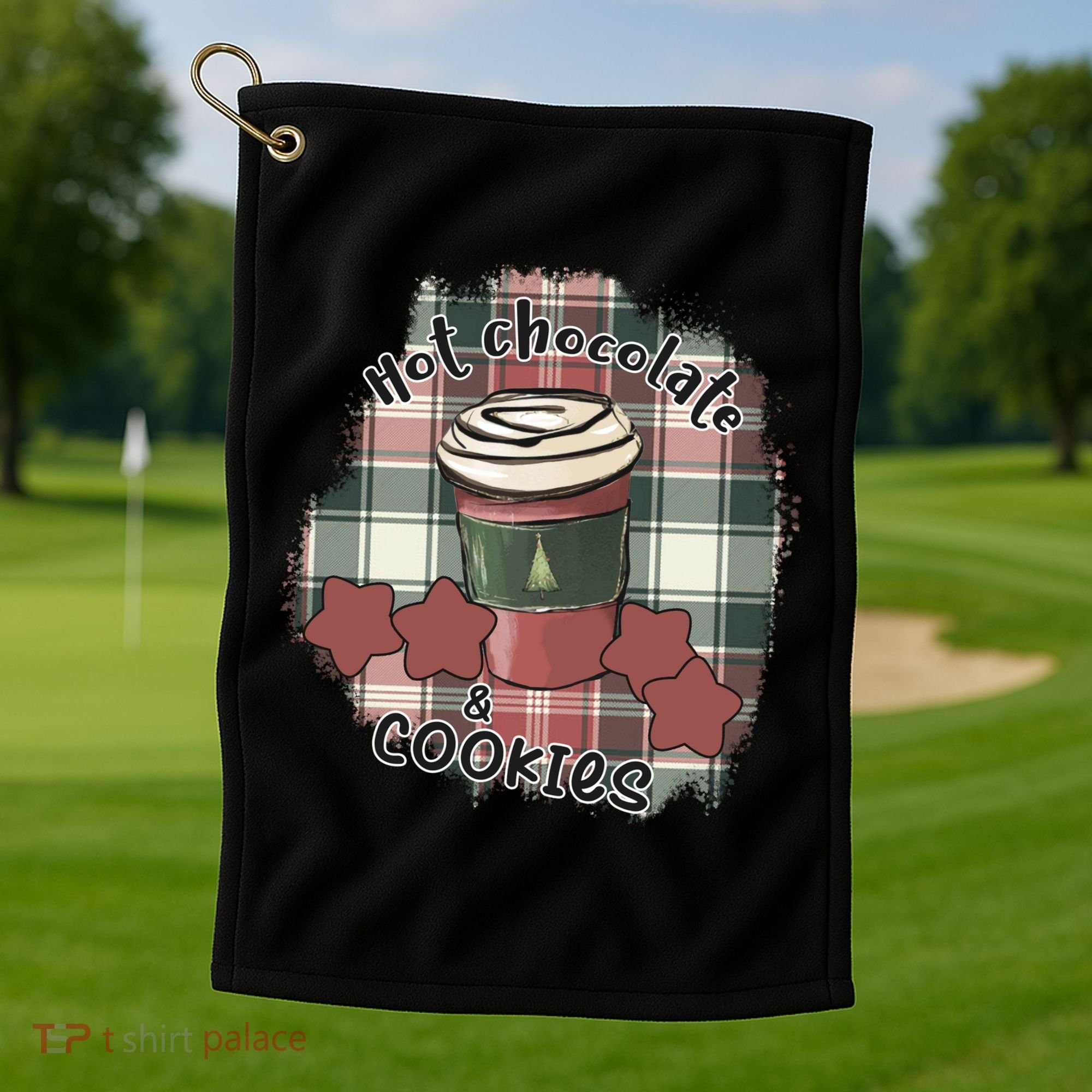 Hot Cocoa Cookies Drink Hot Chocolate Watch Christmas Golf Towel