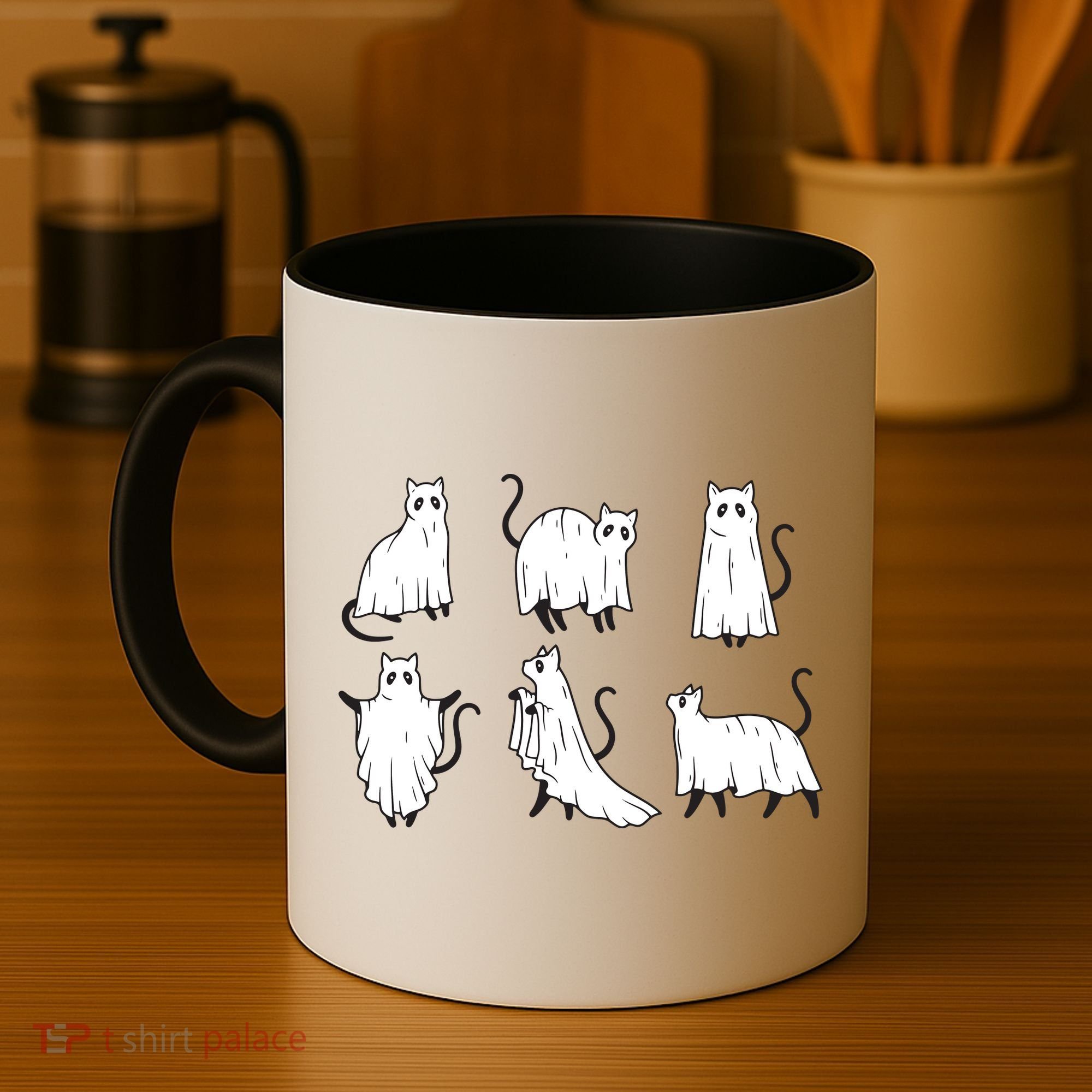 Halloween Cute Cat Boo Halloween Cat Ghost Coffee Mug