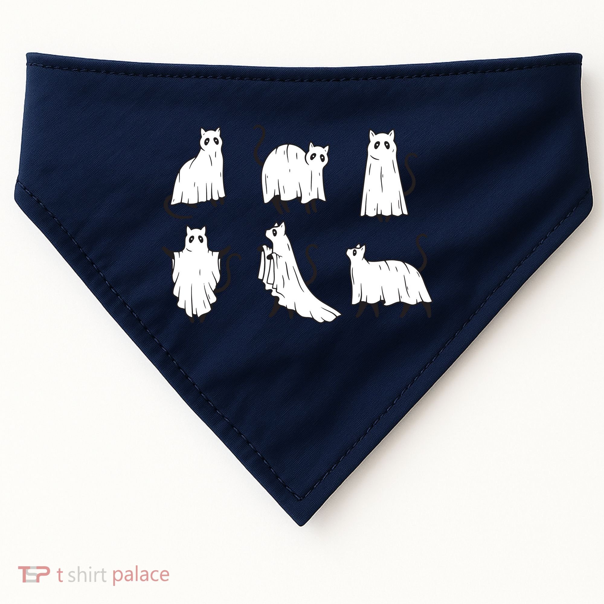 Halloween Cute Cat Boo Halloween Cat Ghost USA-Made Doggie Bandana