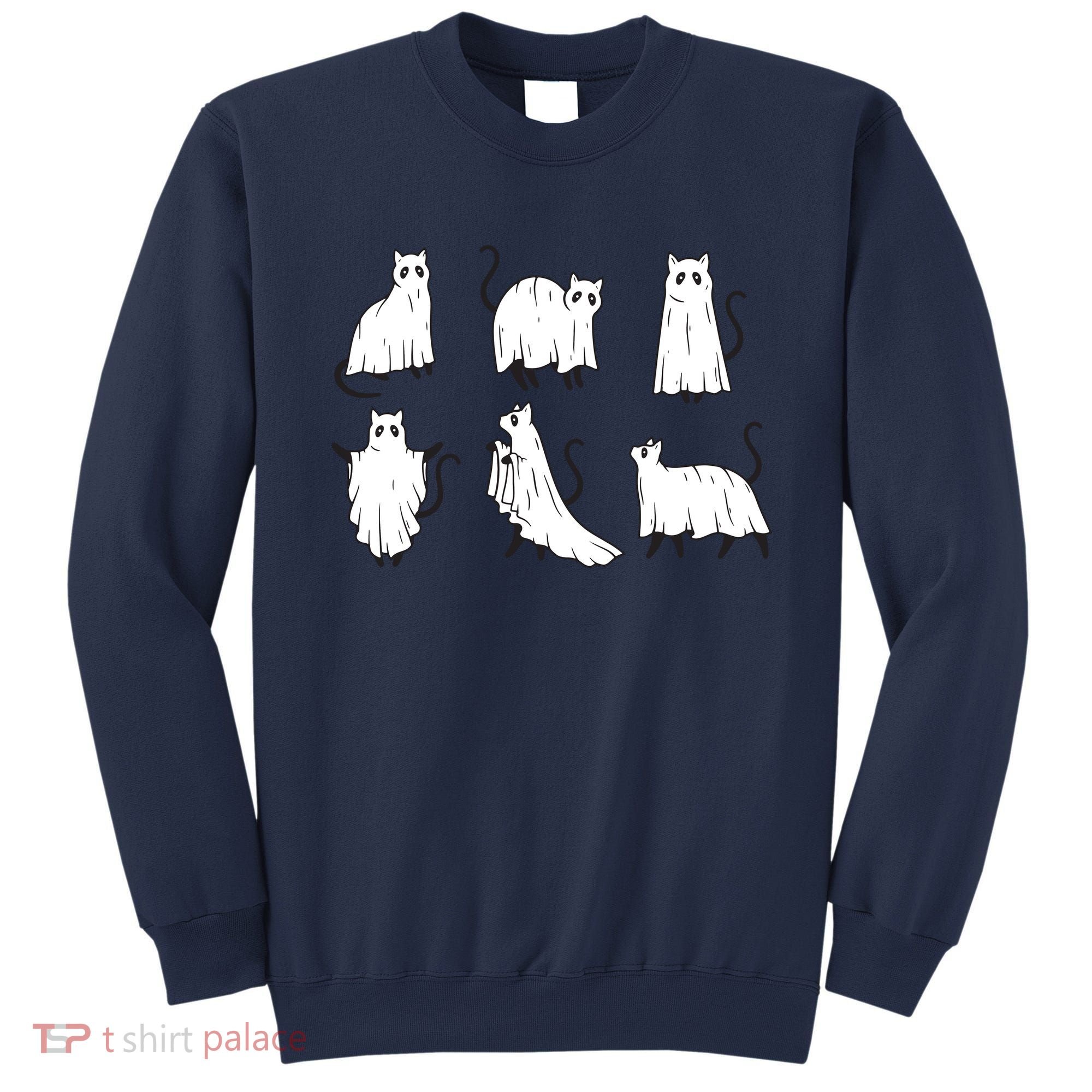 Halloween Cute Cat Boo Halloween Cat Ghost Sweatshirt