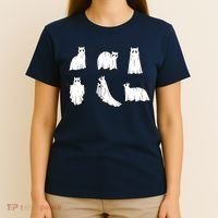 Halloween Cute Cat Boo Halloween Cat Ghost T-Shirt thumb 4