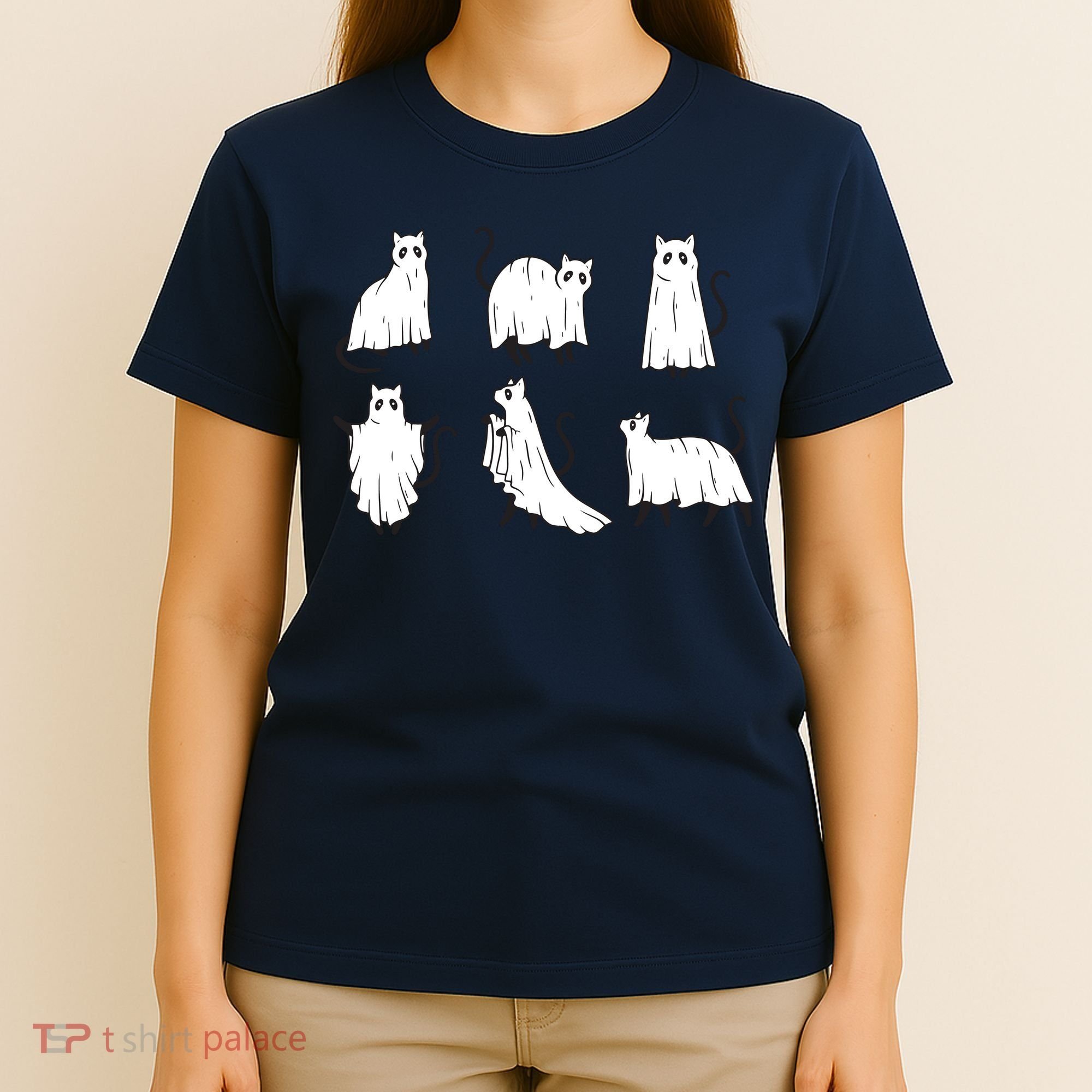 Halloween Cute Cat Boo Halloween Cat Ghost T-Shirt
