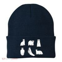 Halloween Cute Cat Boo Halloween Cat Ghost Beanie thumb 0