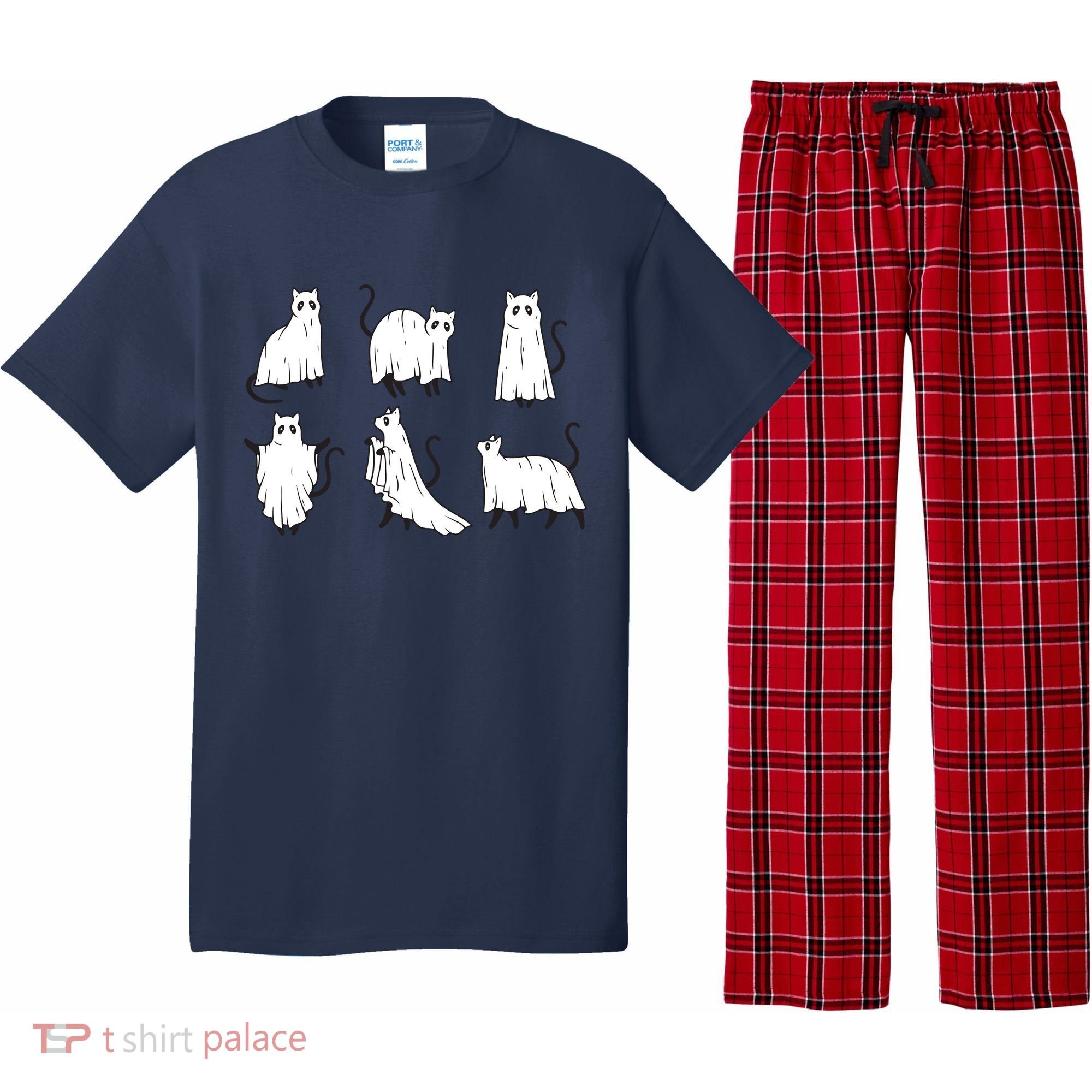 Halloween Cute Cat Boo Halloween Cat Ghost Pajama Set