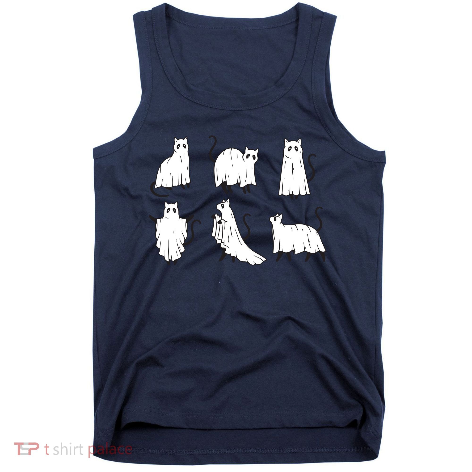 Halloween Cute Cat Boo Halloween Cat Ghost Tank Top