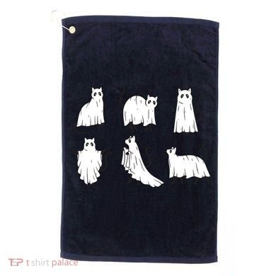 Halloween Cute Cat Boo Halloween Cat Ghost Golf Towel