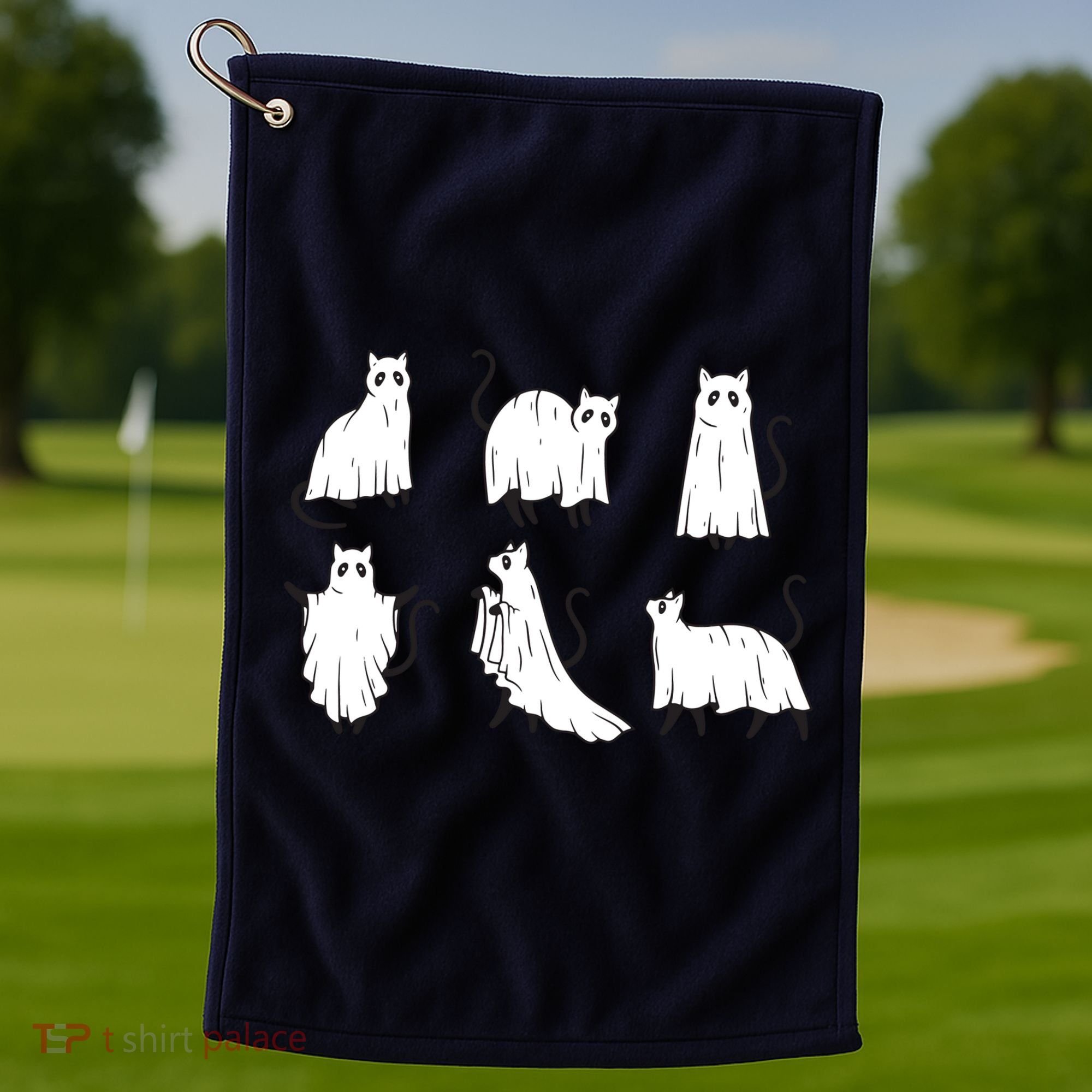 Halloween Cute Cat Boo Halloween Cat Ghost Golf Towel