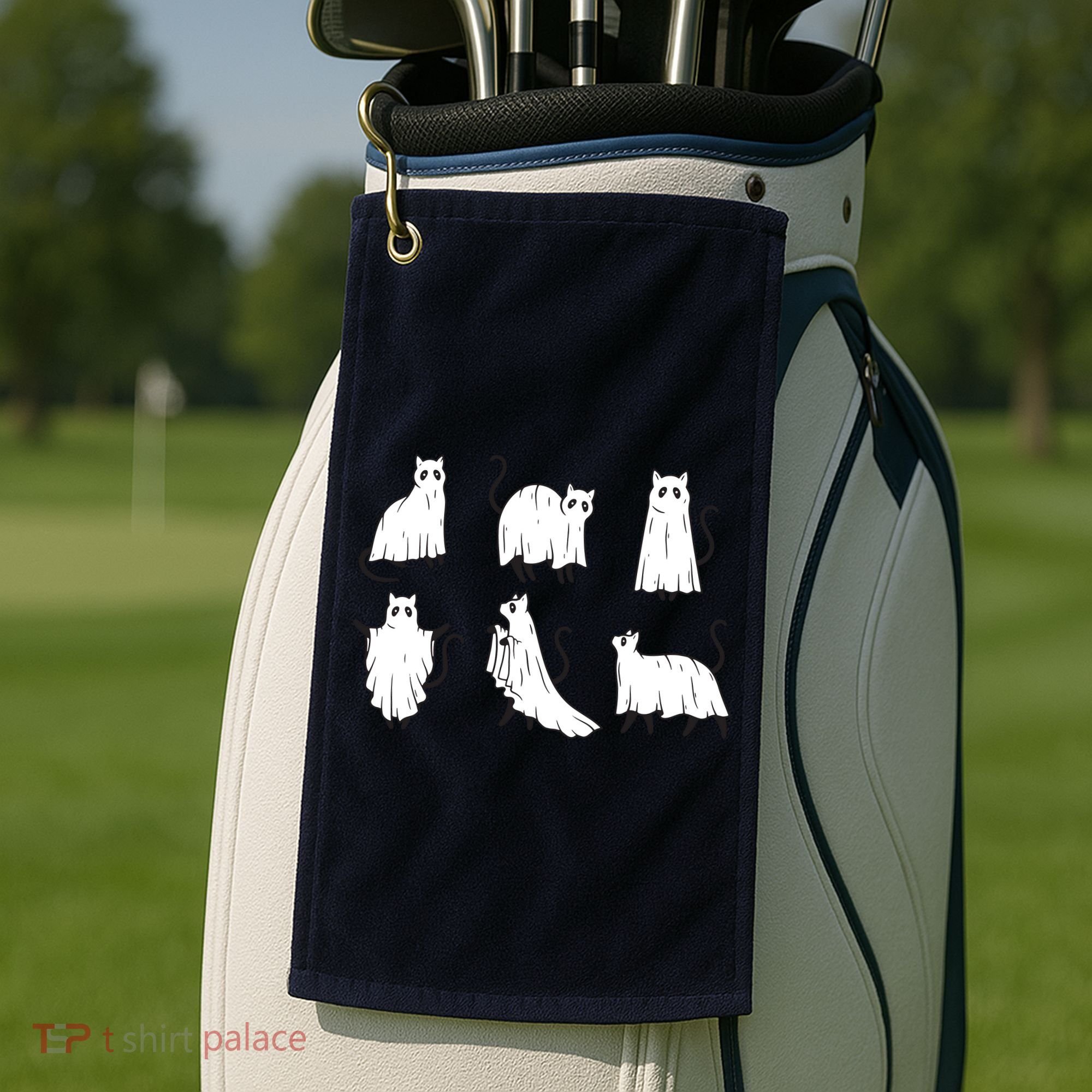 Halloween Cute Cat Boo Halloween Cat Ghost Golf Towel