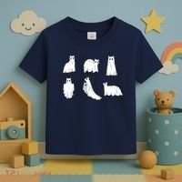 Halloween Cute Cat Boo Halloween Cat Ghost Toddler T-Shirt thumb 3