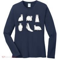Halloween Cute Cat Boo Halloween Cat Ghost Women's Long Sleeve Shirt thumb 0