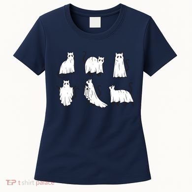 Halloween Cute Cat Boo Halloween Cat Ghost Women's T-Shirt