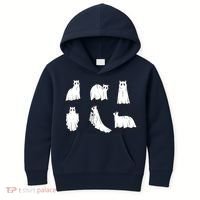 Halloween Cute Cat Boo Halloween Cat Ghost Kids Hoodie thumb 0