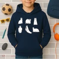 Halloween Cute Cat Boo Halloween Cat Ghost Kids Hoodie thumb 2