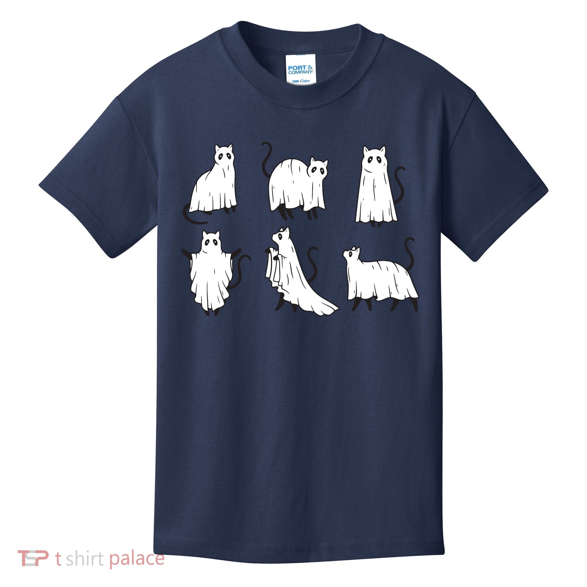Halloween Cute Cat Boo Halloween Cat Ghost Kids T-Shirt